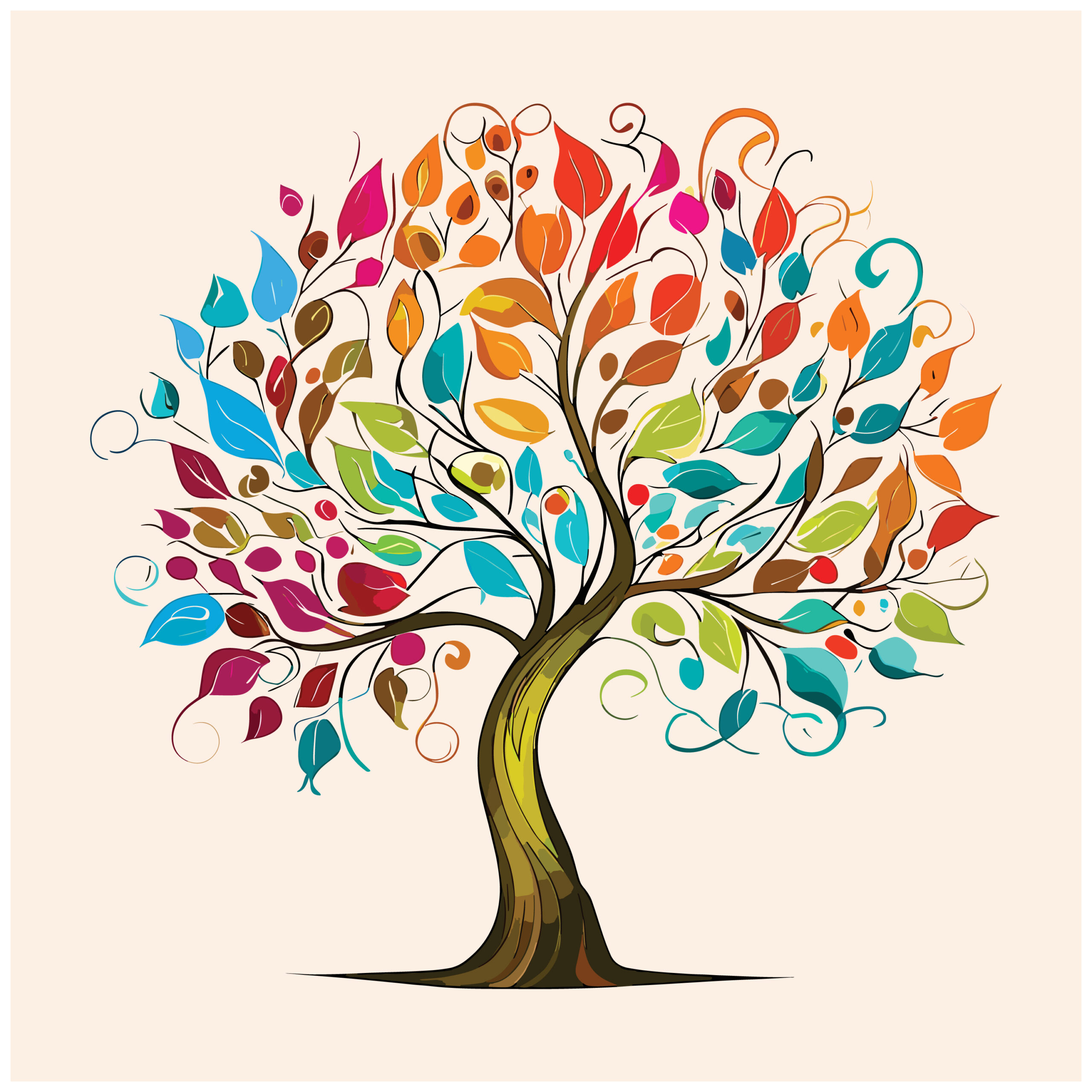10_elegant_colorful_tree_with_vibrant_leaves_hanging_branches_illustration